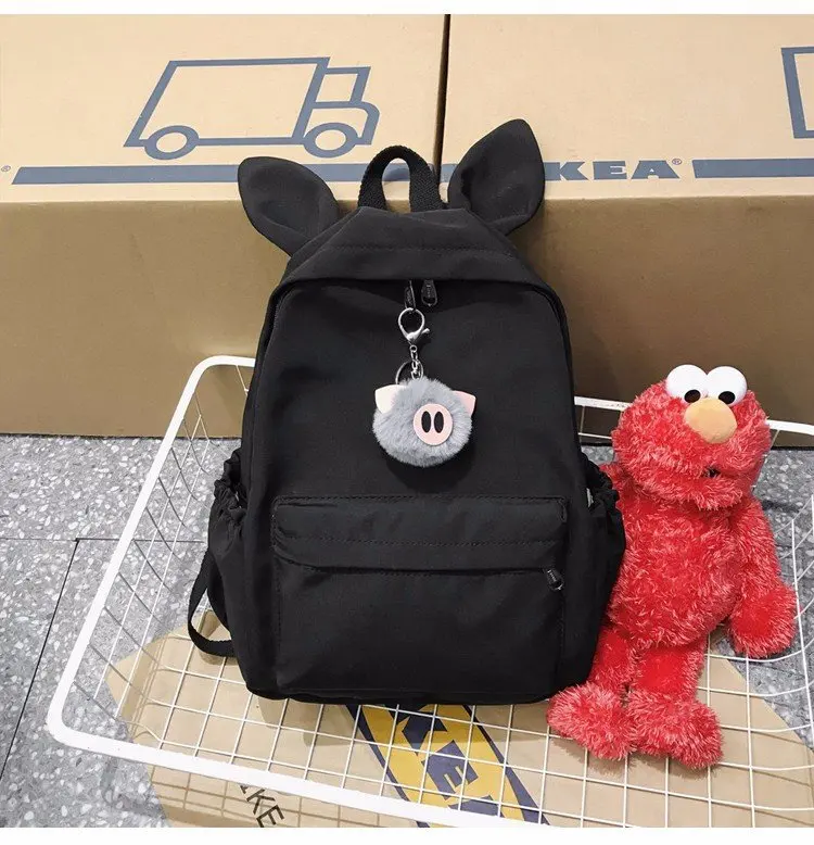 

Cute Nylon Solid Color Backpack Large Capacity Student Bag Girl's Travel Bag Teenager Shoulder Bag Mochila Bolsa