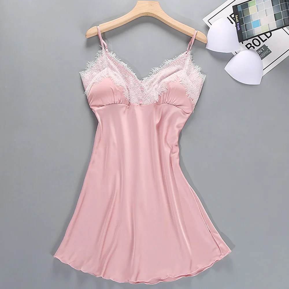 1pcs Dress Pink Женское атласное шелковое Ночное платье, кимоно, халат, набор, Дамское Сексуальное белье, ночная рубашка, ночная рубашка, ночной халат de nuit femme - Цвет: 1pcs Dress Pink