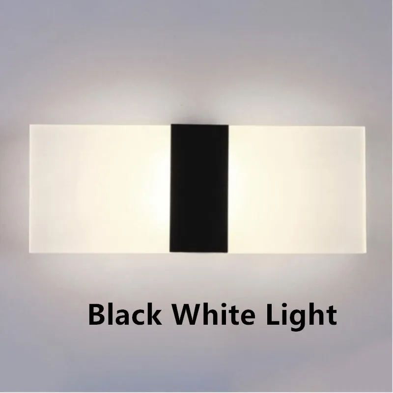 22x11cm Black White Прямоугольный акриловый светодиодный настенный светильник, прямоугольный светодиодный настенный светильник с клавишами пианино, кнопочный настенный светильник s для гостиной и ванной комнаты - Цвет абажура: 22x11cm Black White