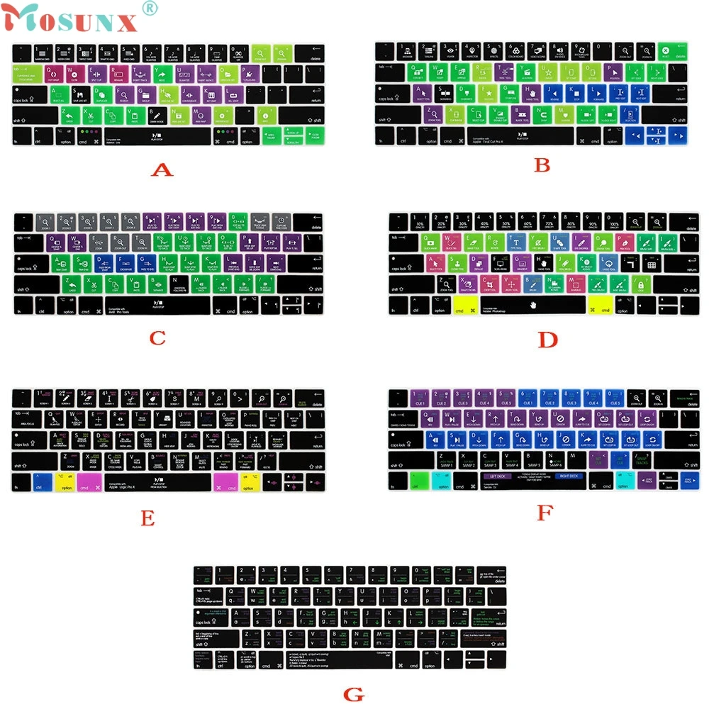 Чехол Mosunx Logic Pro X для клавиатуры с горячими клавишами Для iMac Macbook Air 13 15 0323|keyboard cover