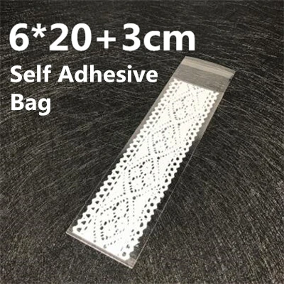 Self Adhesive Bag LBSISI Life 100 шт 6x23 см Белое кружево печенье в виде пальцев хлебобулочные длинные пластиковые пакеты для печенья Подарочная упаковка для мыла самоклеющаяся сумка - Цвет: Self Adhesive Bag