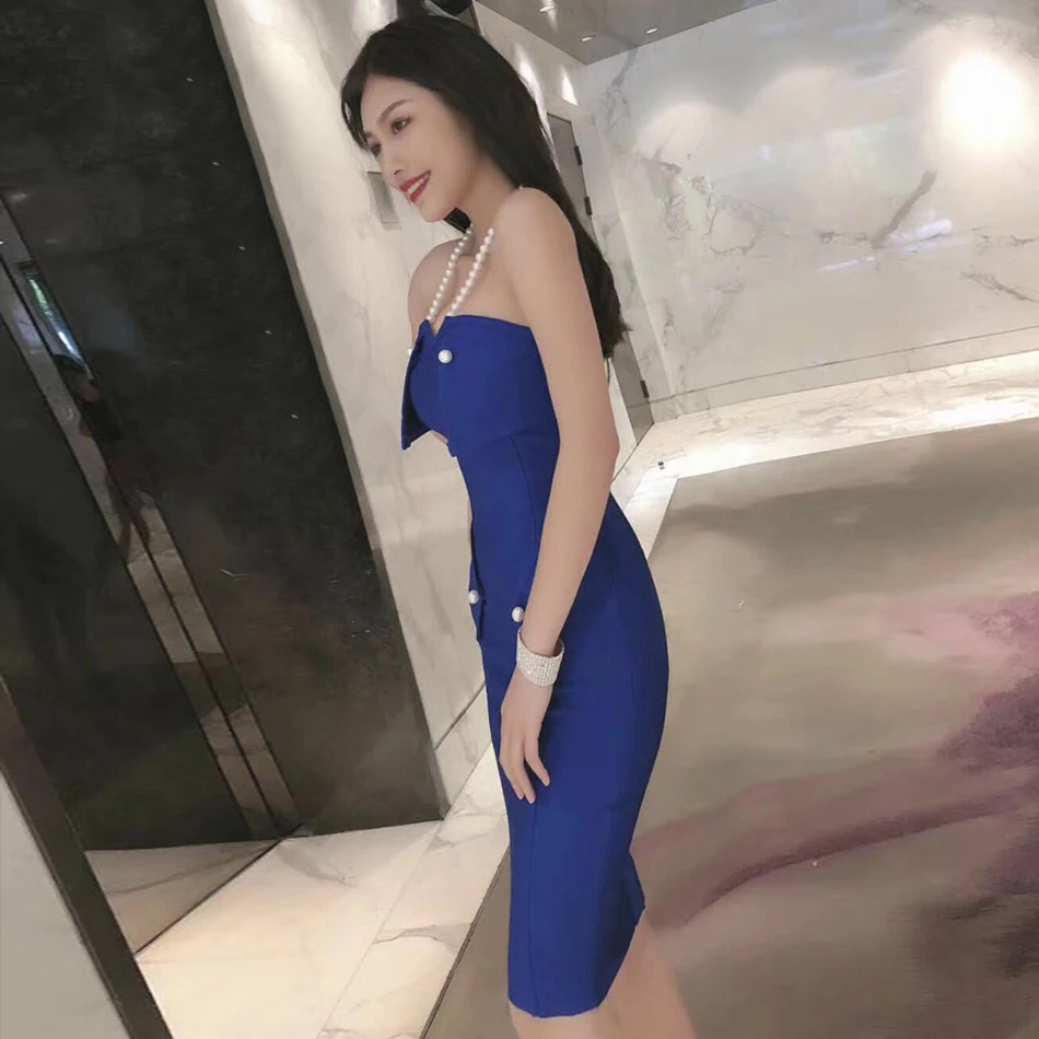 Adyce 2019 новое летнее женское облегающее Бандажное платье Vestidos элегантное синее