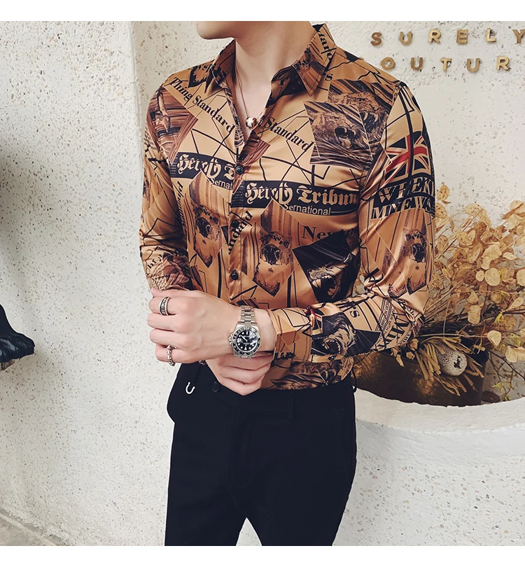 Camiseta de hombre высококачественные мужские рубашки с длинным рукавом с цифровым принтом, рубашки для детей, приталенная Уличная Повседневная блуза Homme