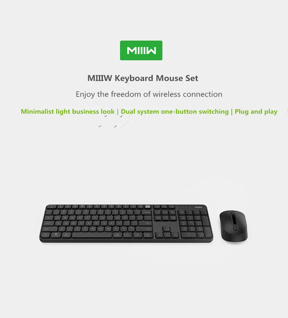 Xiaomi MIIIW Wireless Office Keyboard Mouse Set Windows/Mac System One-button switching 104 Keys 2.4GHz IPX4 Waterproof Keyboard