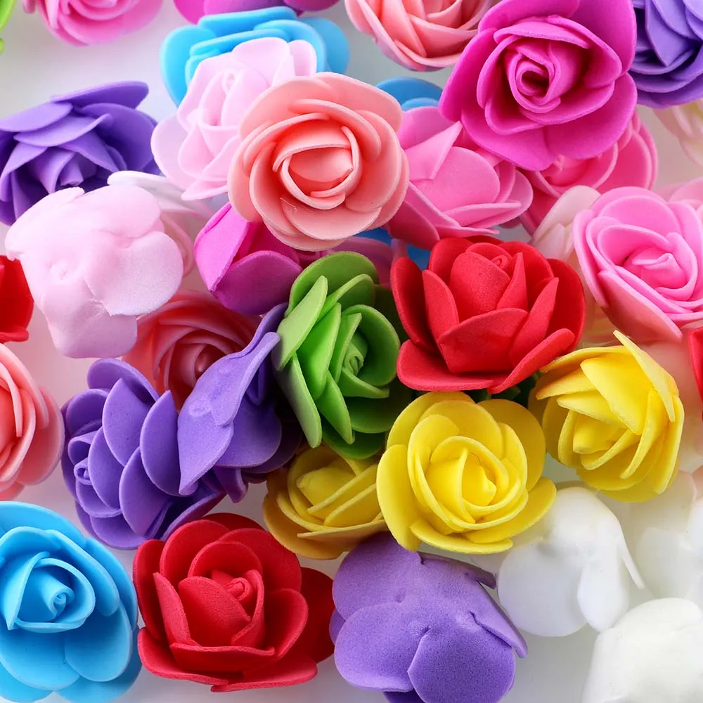 About 50Pcs 3cm Mix Color Rose Foam With Yarn Mini Artificial Silk Flowers Bouquet Wedding Decoration Wreaths | Дом и сад