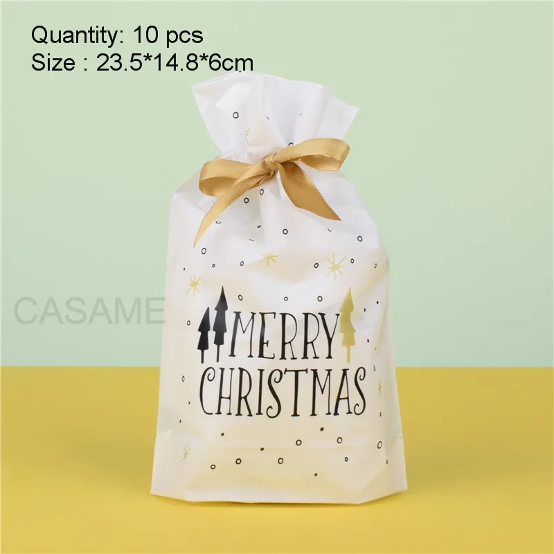 10 pcs Christmas Подарочная коробка, коробка для конфет, крафт-пакет, бумажные Золотые сумки с принтом, бумажные мешки для украшения дня рождения, свадьбы, ленты из фольги - Цвет: 10 pcs Christmas