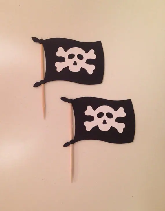 

CUTE Pirates Flag Cupcake Toppers baby shower wedding party food picks toothpicks decor