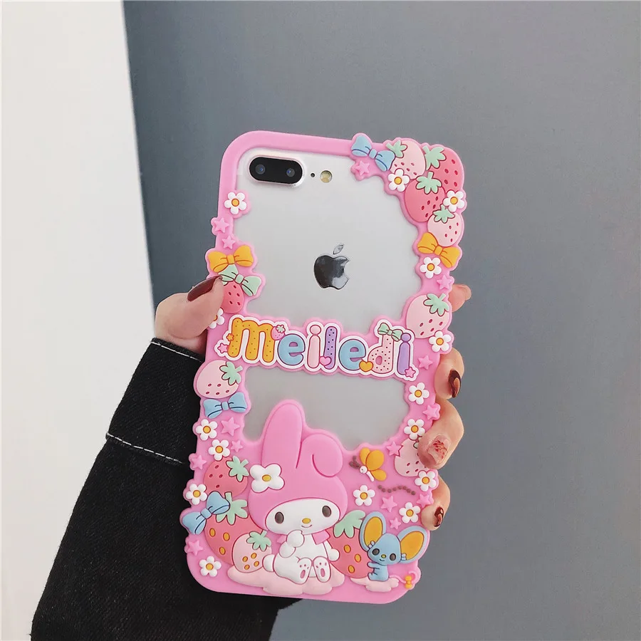 Чехол для телефона My Melody Frame для iPhone 6, 6s, 7, 8 Plus, X, XR, XS, Max, милый мультяшный чехол, мягкий силиконовый резиновый корпус, Fundas Coque