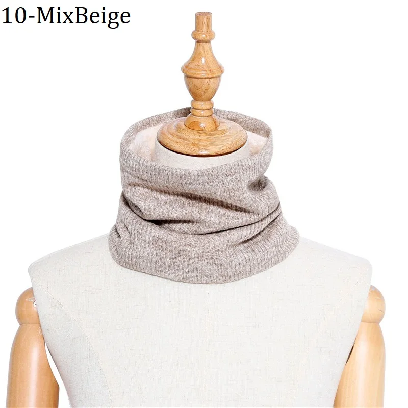 MixBeige Новинка, шерстяной Теплый зимний шарф для мужчин и женщин, вязаный шарф с кольцом, шарф, шарф унисекс, кашемировый шарф, флисовые шарфы для женщин - Цвет: MixBeige
