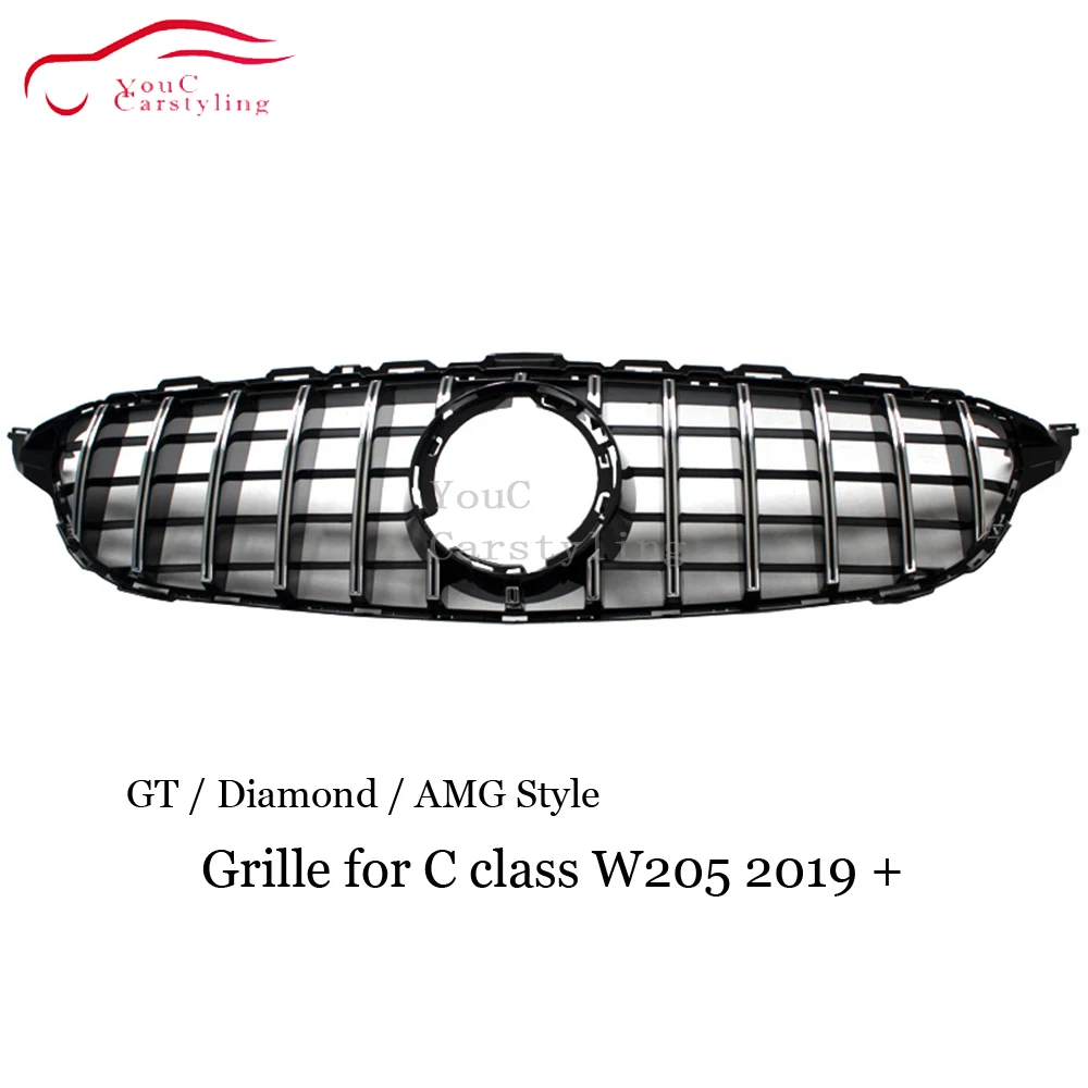W205 Diamond/GT/AMG стиль автомобиля Передняя решетка сетки для Mercedes C 2015-2018 C180 C200 C250 C300 C350