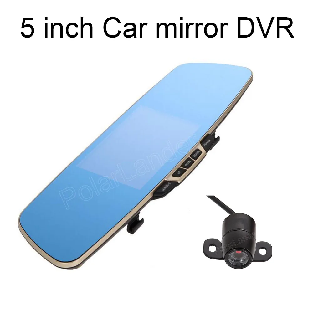 Автомобильный зеркальный видеорегистратор с ЖК-экраном 5 дюймов и двойной полноэкранный объектив камеры с задней камерой, автоматическая бесплатная доставка.