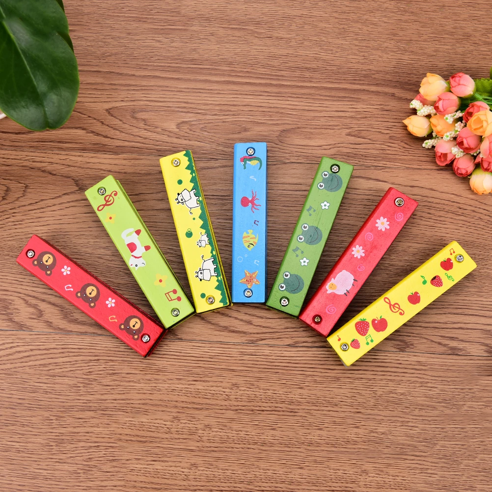 IRIN Cartoon Painted Wooden Harmonica Children Musical Educational Music Toys Instrument Random Color | Спорт и развлечения