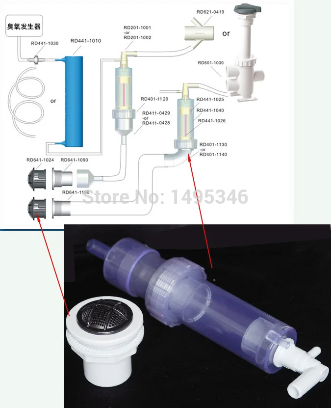 RD очистка озоном system гидромассажная Ванна Spa миксер озона O3 обратный клапан для
