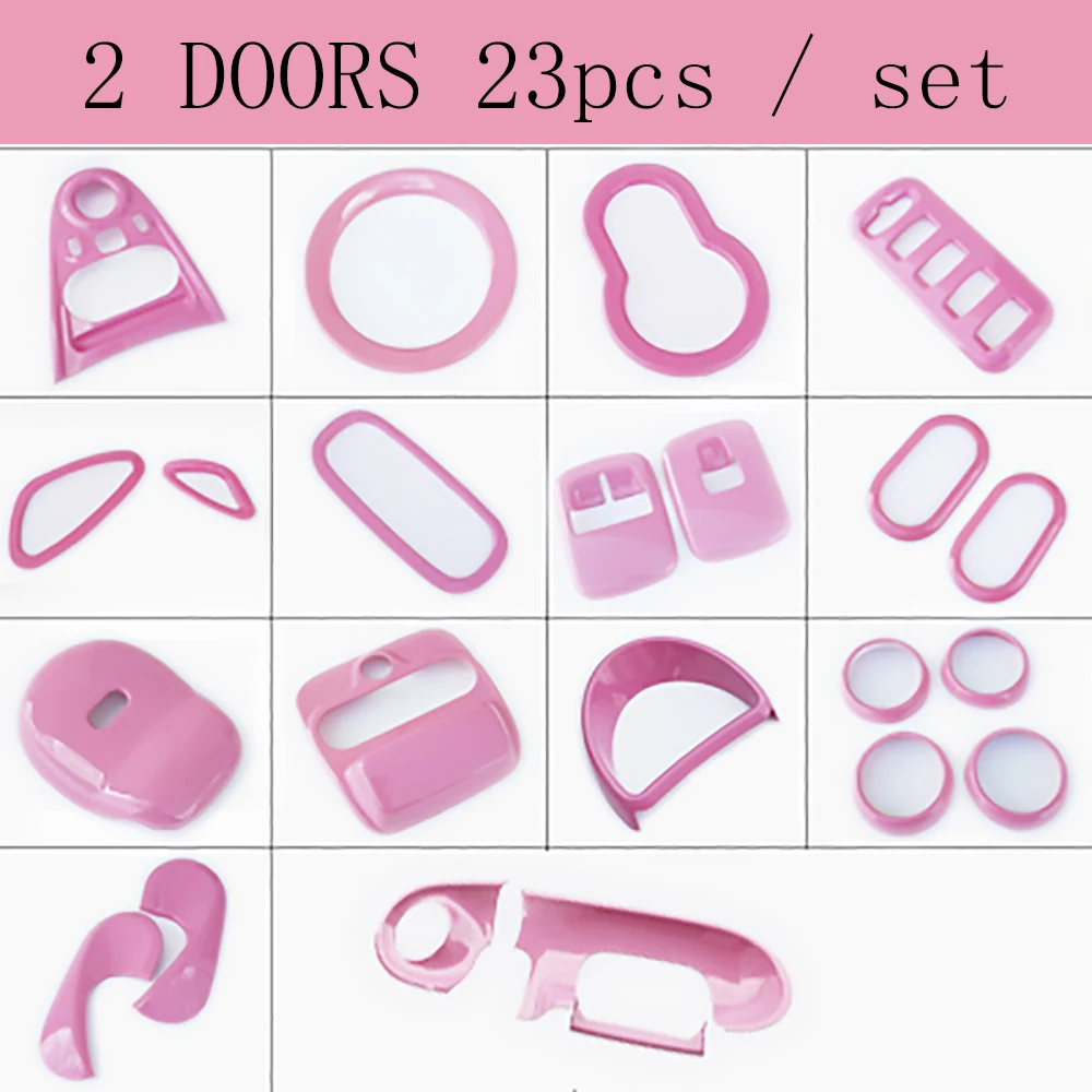 2 doors 28pcs Передняя отделка подлокотник двери, окна, стекло панели переключателя украшения Рамка для Smart Fortwo ForFour 453 автомобильные аксессуары - Название цвета: 2 doors 28pcs