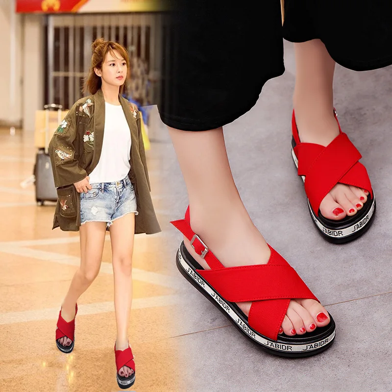 Модная женская летняя обувь на платформе женские босоножки танкетке с открытым