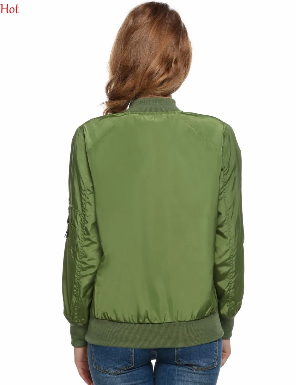 Women Bomber Jacket 2017 Autumn Ladies Jackets Tops Solid Color Zipper Baseball Slim Casual Black Green SV028216 | Женская одежда