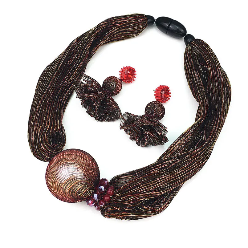 Red Set MANILAI, большой ювелирный набор из искусственного жемчуга, хрустальный бисер, массивное шелковое колье, ожерелье, серьги, набор, очаровательный свадебный ювелирный набор для женщин - Окраска металла: Red Set