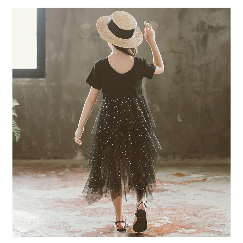 shine sequin irregular christmas dress ruffle noble vintage gown for 6-16 yrs big girls graduation party evening lace long frock | Детская
