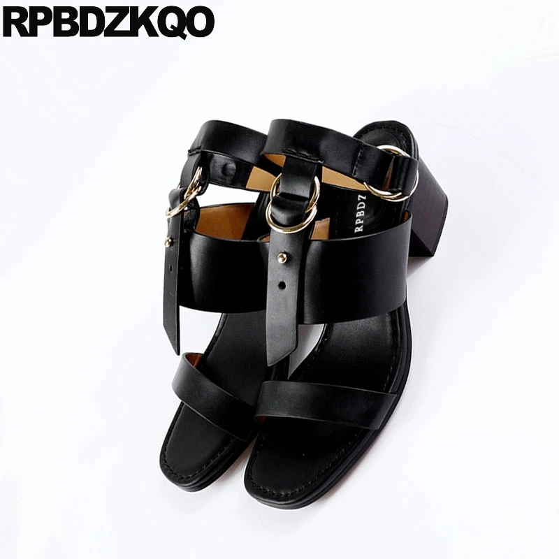 Slingback насосы ремешки высокий каблук толстый винтажные сандалии для гладиаторов