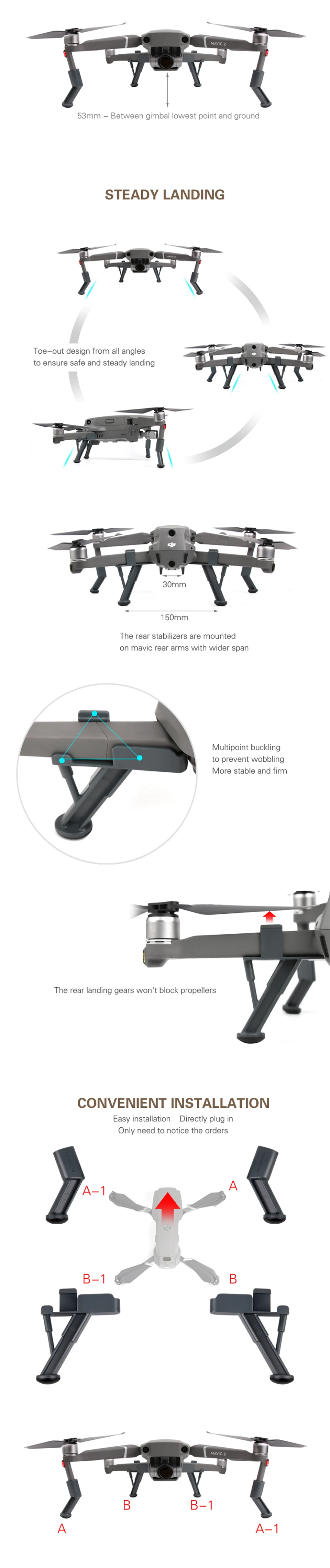 DJI Mavic 2 шасси расширенное увеличение шасси опоры ног ноги протектор Аксессуары для DJI Mavic 2 Pro/зум Дрон