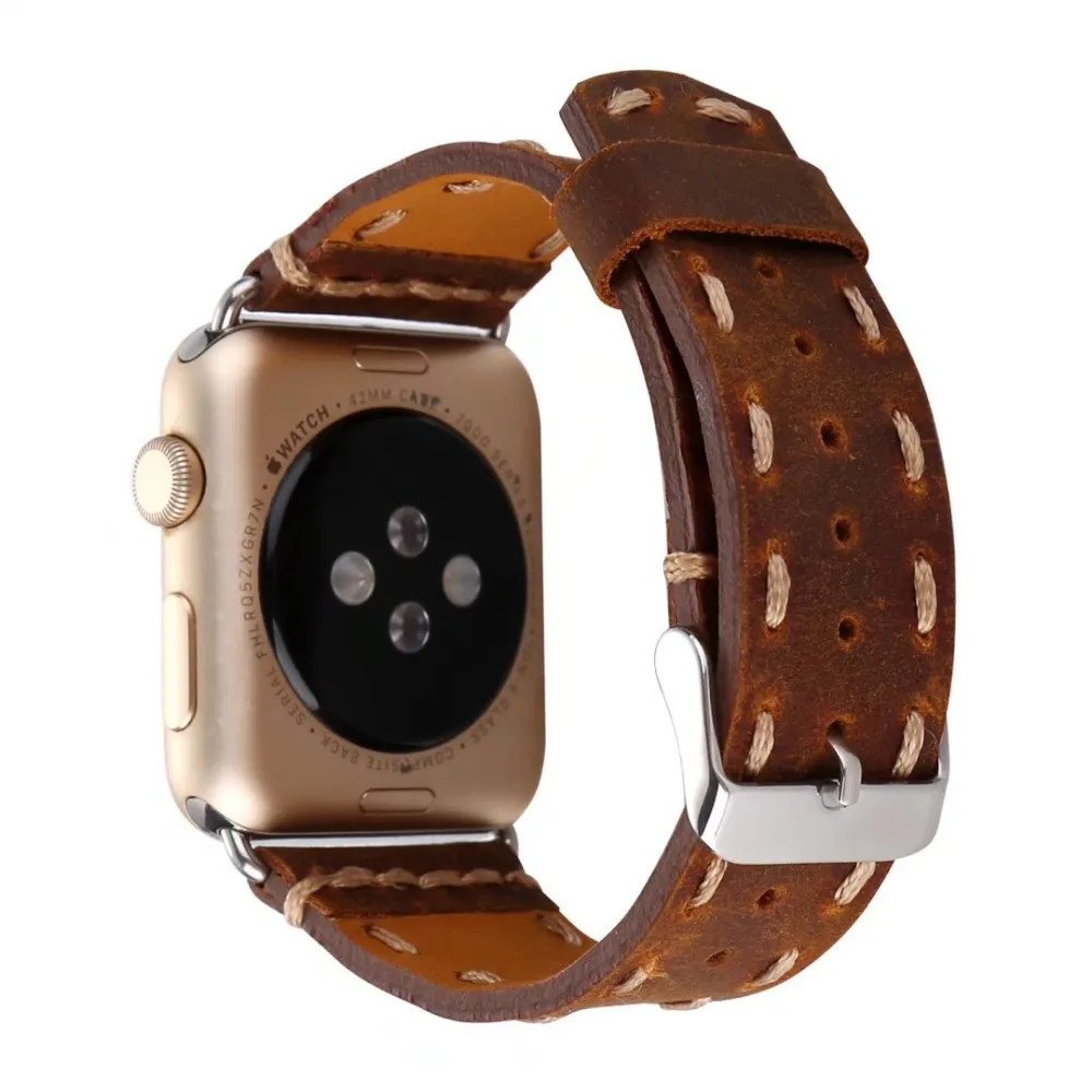 Ретро ремешок ручной работы из натуральной кожи для Apple Watch Series 3 2 1 винтажный