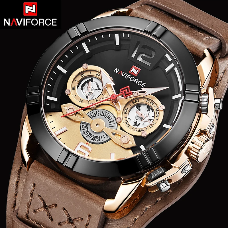Naviforce мужские часы люксовый Топ бренд Ретро стимпанк Мужские кварцевые наручные
