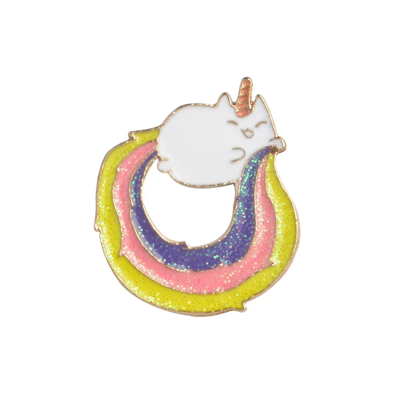unicorn Милые забавные животные Эмаль Булавка лама утка Ленивец овца значок нагрудный знак брошь джинсовая рубашка мешок мультфильм ювелирные изделия подарок для детей - Окраска металла: unicorn