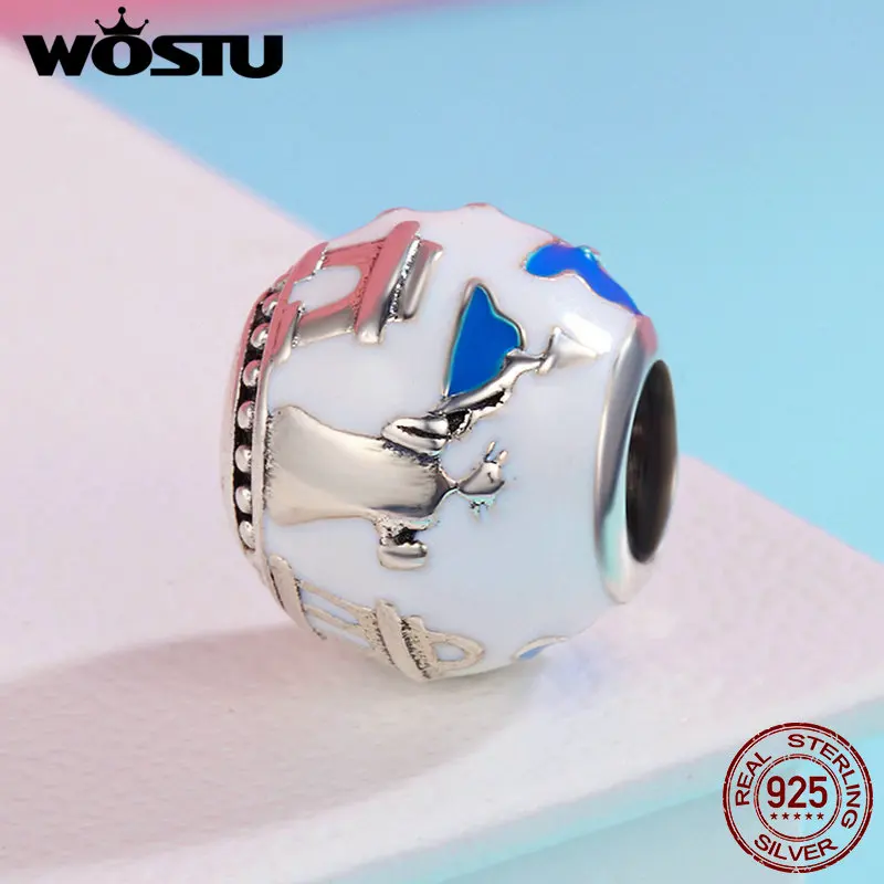 WOSTU 925 пробы Серебряные бусы для путешествий по миру Эйфелева башня подходят к оригинальным браслетам для женщин ювелирные изделия подарок CQC232