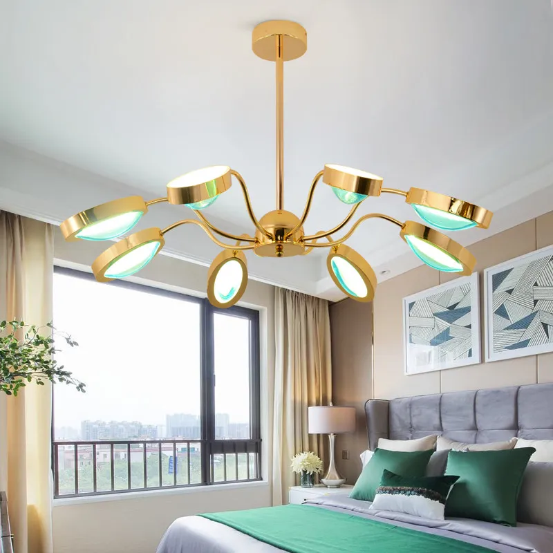 Post Modern originality Creative Chandeliers Bedroom Living room Light luxury Plated Gold Iron art 6/8 lamps LED Pendant | Лампы и