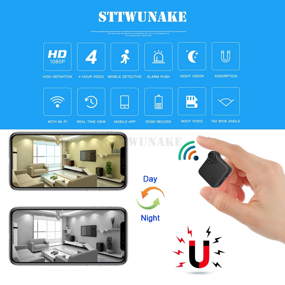 STTWUNAKE mini IP camera 1080P HD wifi micro cam Wireless home Small hidden Baby Monitor Video recorder outdoor ipcam security |