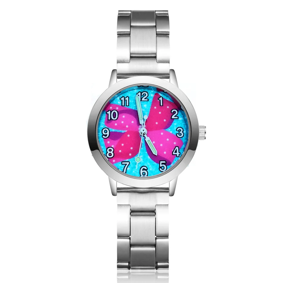 

Cute Cartoon pretty Bow style Children's Watches Kids Student Girls boys Quartz Metal steel Wrist Watch JA103