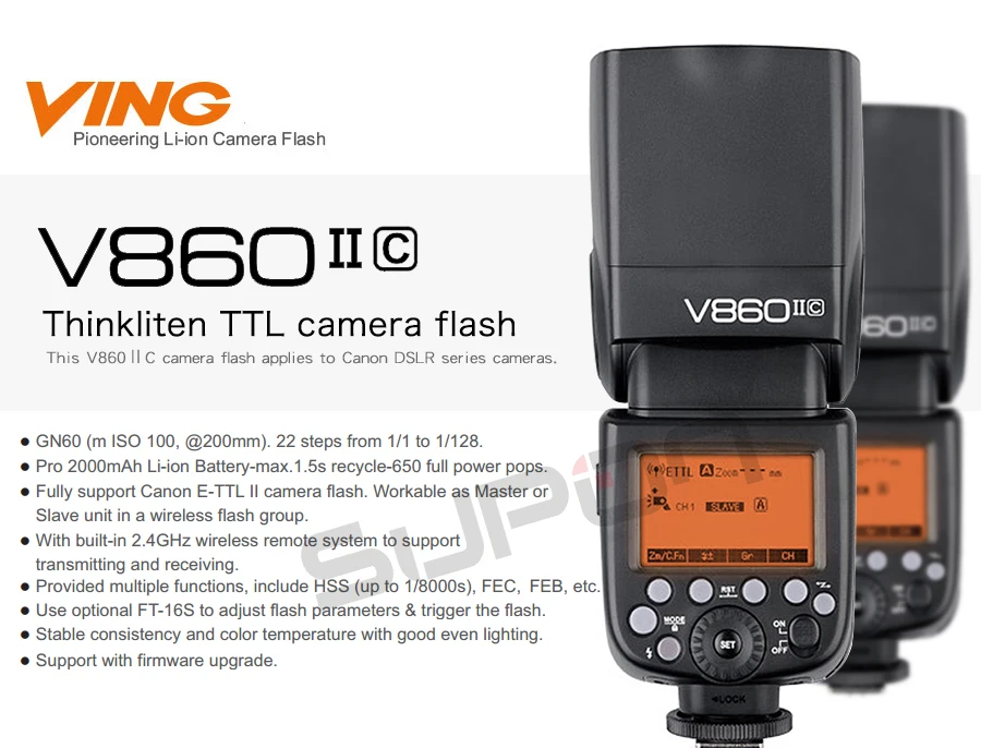 Paypal Accpect, Godox V860II V860II-C E-TTL HSS 1/8000s Li-on Аккумулятор Speedlite вспышка для камеры Canon+ триггер для X1T-C