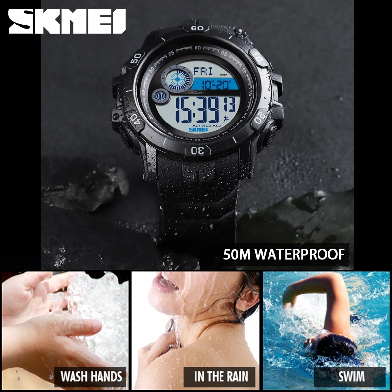 SKMEI 2019 цифровые часы с компасом многофункциональные спортивные наручные на