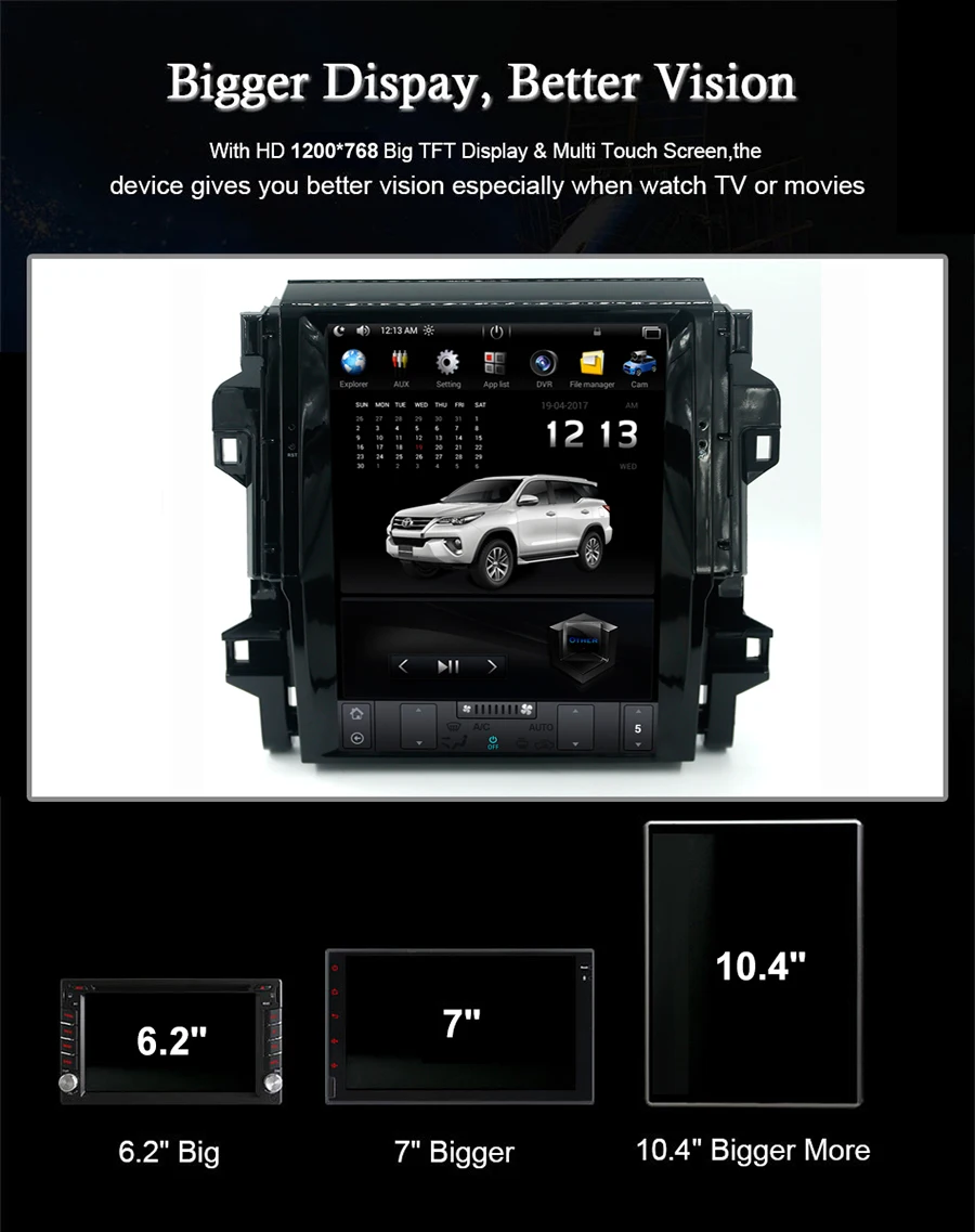 12,1 дюймов Автомобильный мультимедийный плеер для Toyota Fortuner Android 7,1 четырехъядерный Анто Мультимедиа стерео видео плеер gps навигация