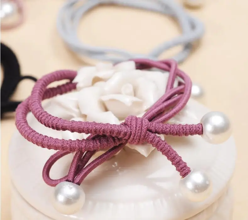 2 шт. веревки для волос Женская эластичная резинка девочек жемчужное кольцо