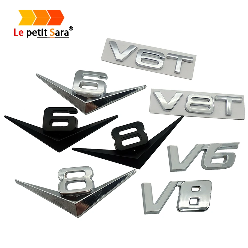Автомобильное моделирование 3D V6 V8 T Логотип двигателя багажник сзади значка