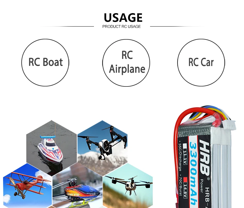 Аккумулятор hrb Lipo 2S 3S 4S 5000mah 6000mah 2600mah 2200mah 11,1 V 7,4 V 14,8 V 6S 22,2 V XT60 Deans T RC FPV части для самолетов, автомобилей, лодок