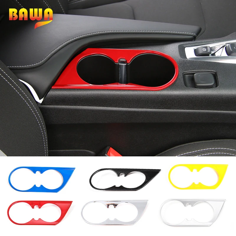 

BAWA ABS Car Front Cup Holder Decoration Cover Interior Stickers For Chevrolet Camaro 2017 Up Car Styling