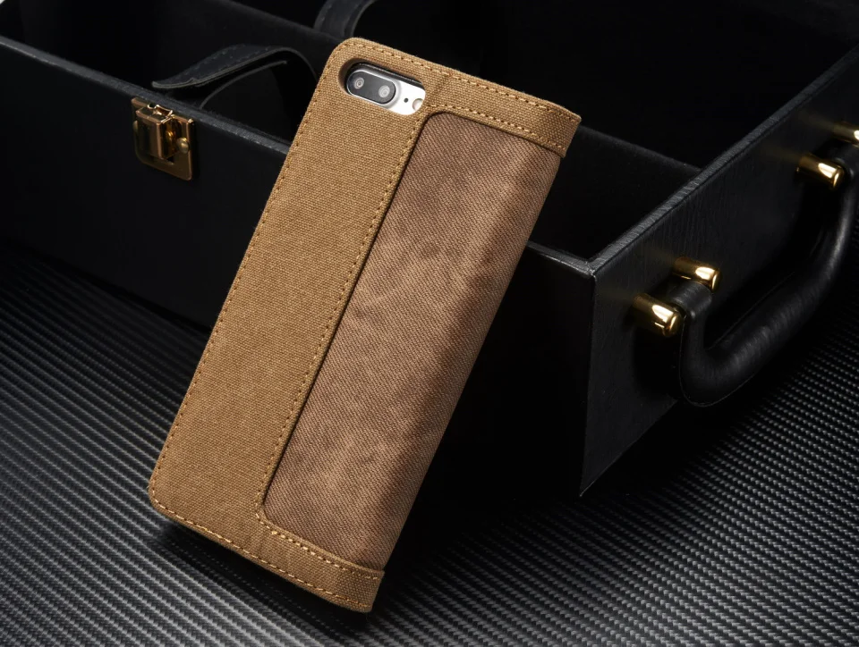 Кожаный чехол из холщовой ткани для iPhone 7, 8, 6, 6s Plus, 5S, SE, магнитный откидной Чехол-бумажник для samsung Galaxy S9, S8/Plus, S7, S6 Edge, чехол