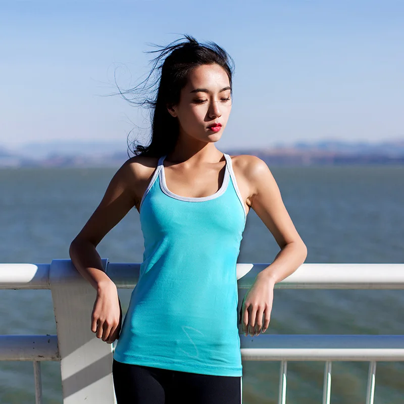 Сексуальный топ без рукавов для занятий йогой женский спортивный трикотаж майка