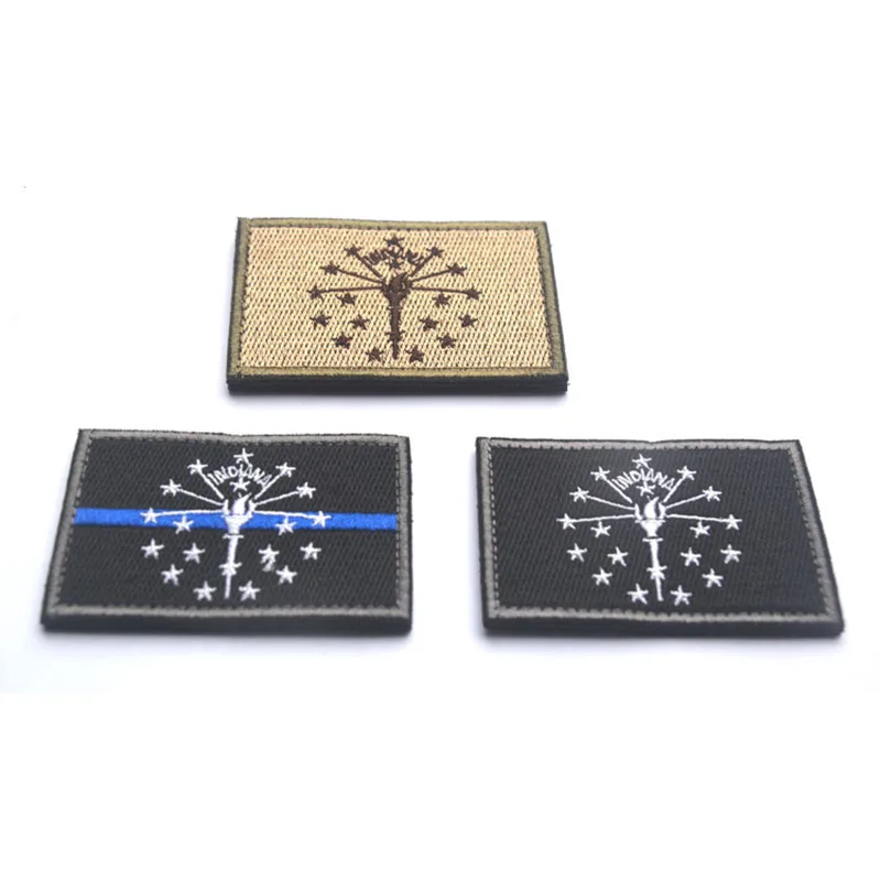 Indiana State Flag Tactical Morale Patch INDIANA FLAG Embroidered Badge High Qualiy Hook &amp Loop Decorative Clothing | Дом и сад