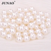 junao 3 4 6 8 10 12 16 18 20 25mm sewing white pearl beads round pearl applique for diy clothes bracelet jewelry making crafts