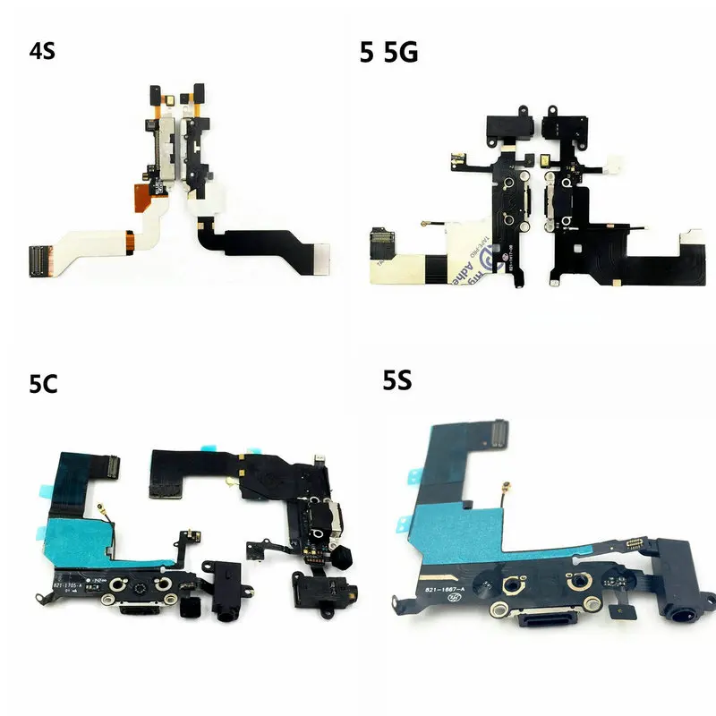 Зарядный шлейф для iPhone 4S 5 5C 5S SE USB зарядное устройство Порт платы док-разъем с микрофоном гибкий кабель для iPhone 4S