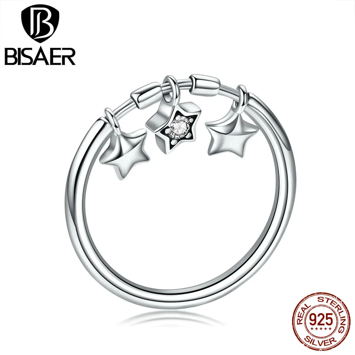 Женское светящееся кольцо BISAER на палец из стерлингового серебра 925 пробы S925