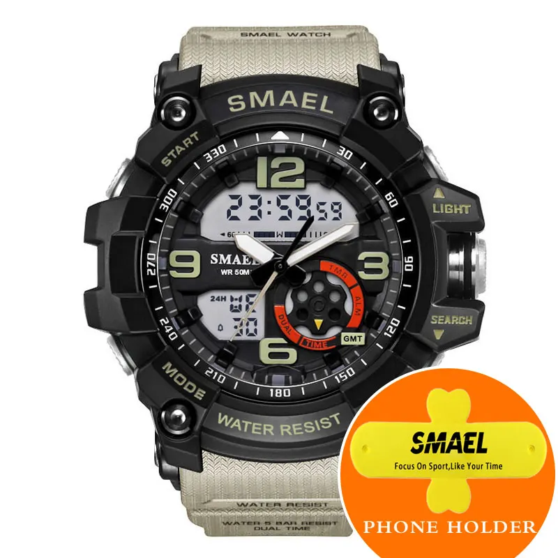SMAEL армейские зеленые спортивные часы мужские наручные часы Montre Homme 1617 водонепроницаемые мужские цифровые часы - Цвет: Khaki