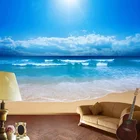 3D обои современный пляж море синее небо фон Настенная роспись Гостиная Спальня домашний декор настенная Ткань 3D водонепроницаемое покрытие для стен