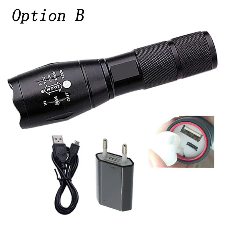 option B Z20Litwod USB фонарик XM-L2 T6 тактический фонарик Масштабируемые мощный свет лампы кемпинг освещения для USB Charger - Испускаемый цвет: option B