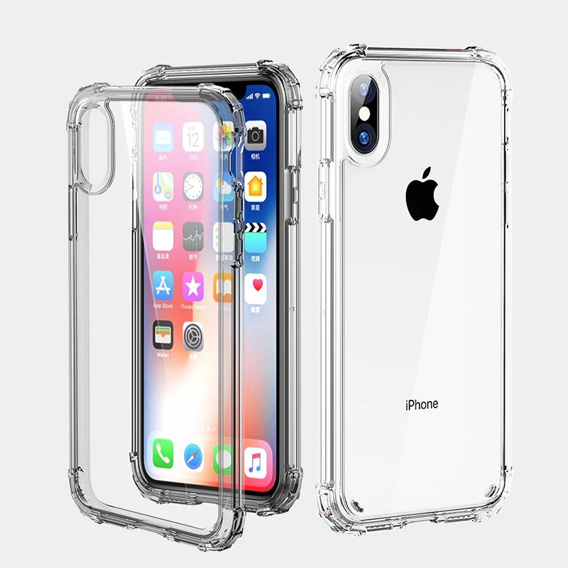 Модный противоударный бампер прозрачный силиконовый чехол для телефона iPhone X XS XR