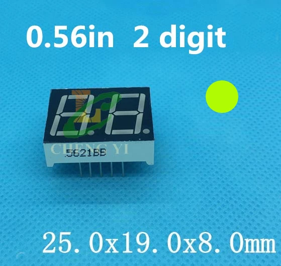 Чистый зеленый 0 56 дюйма 7-сегментный светодиодный дисплей 2-битная цифровая