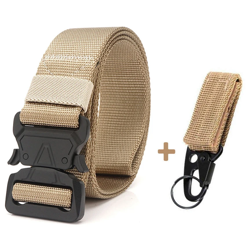 Khaki Belt Match 9 видов цветов, брезентовый армейский ремень, мужские тактические дизайнерские ремни, Длинные поясные пояса, черная металлическая пряжка, быстросъемный нейлоновый ремень Кобра - Цвет: Khaki Belt Match